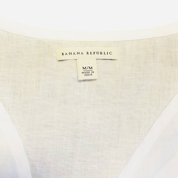 BANANA REPUBLIC White Linen Too | Covered Buttons - Picture 9 of 9